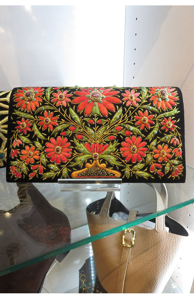 Vase Black Velvet Clutch