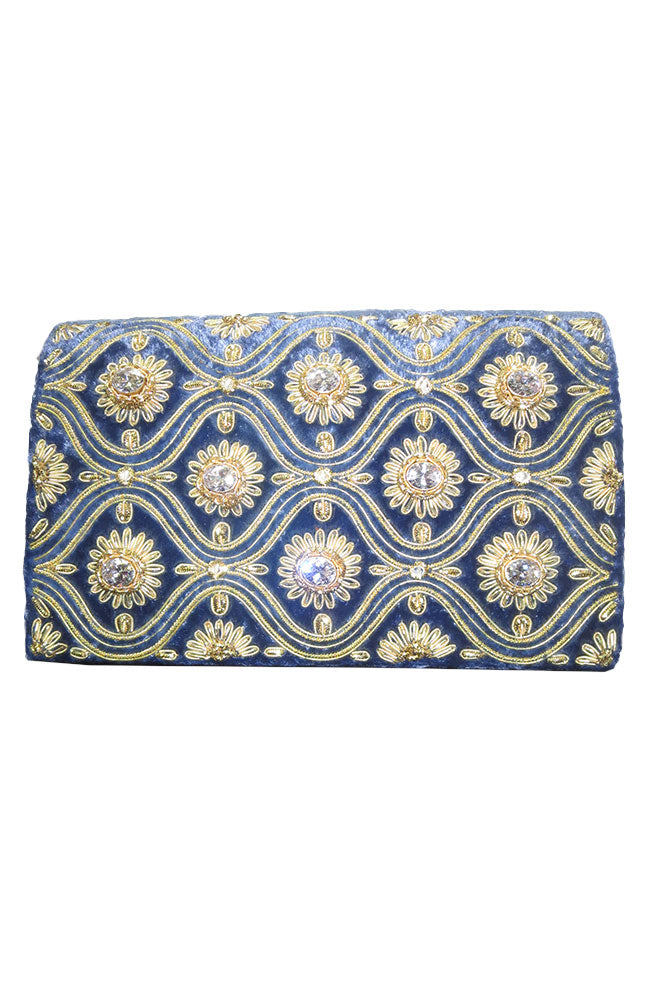 Washed Blue Velvet Bag