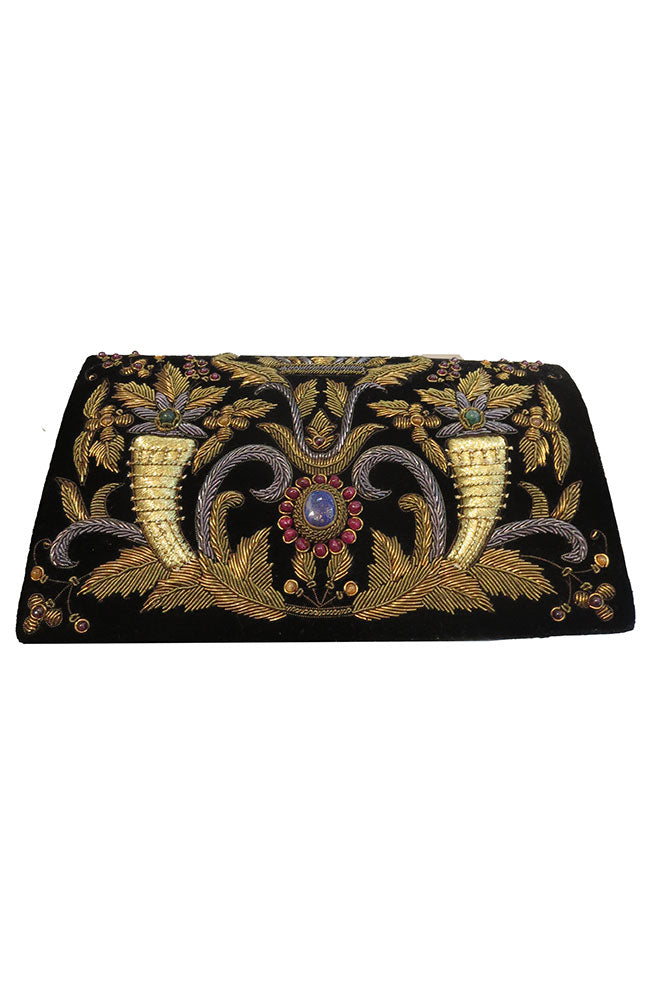 Cornucopia Black Velvet Clutch