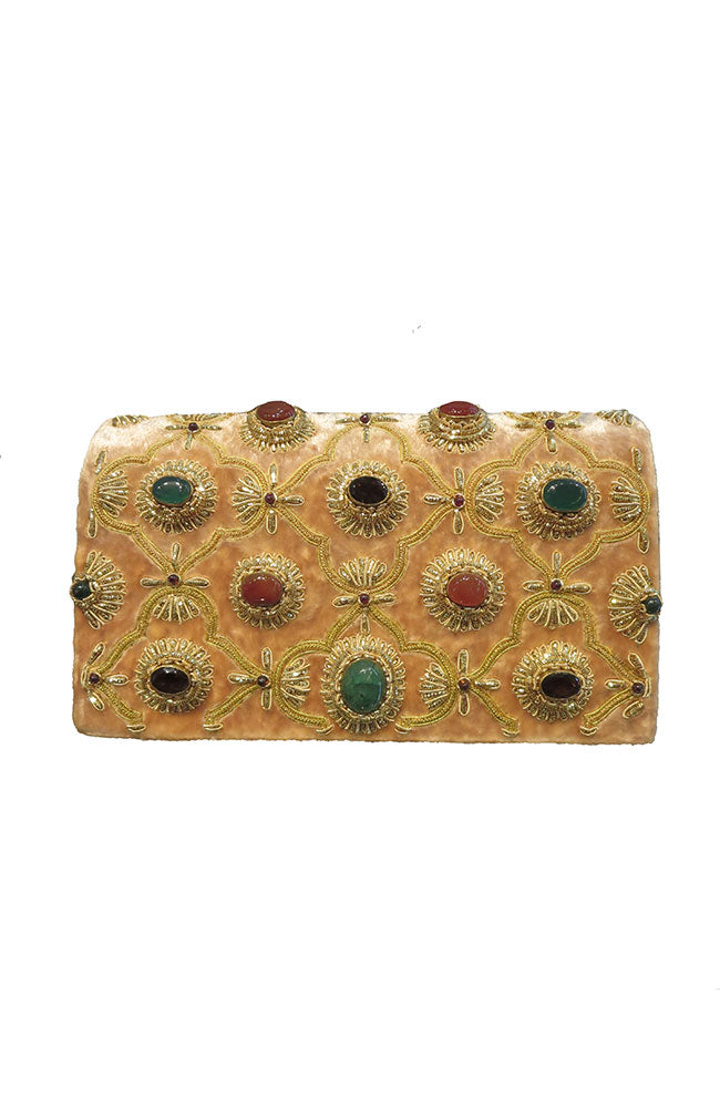 Gold Crushed Velvet Clutch