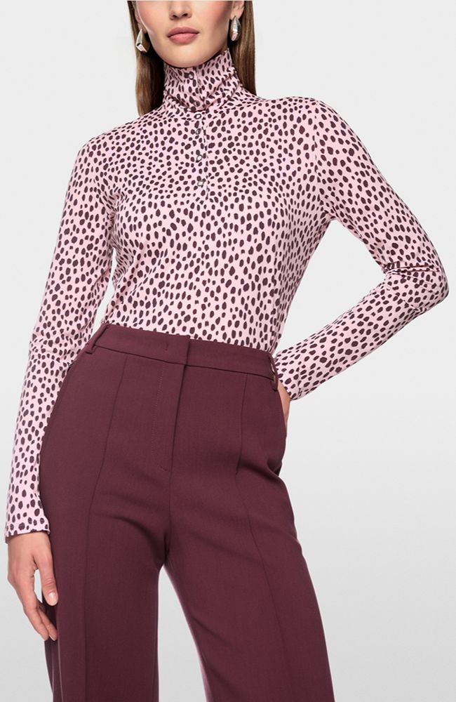 Chalk Pink Printed Turtleneck