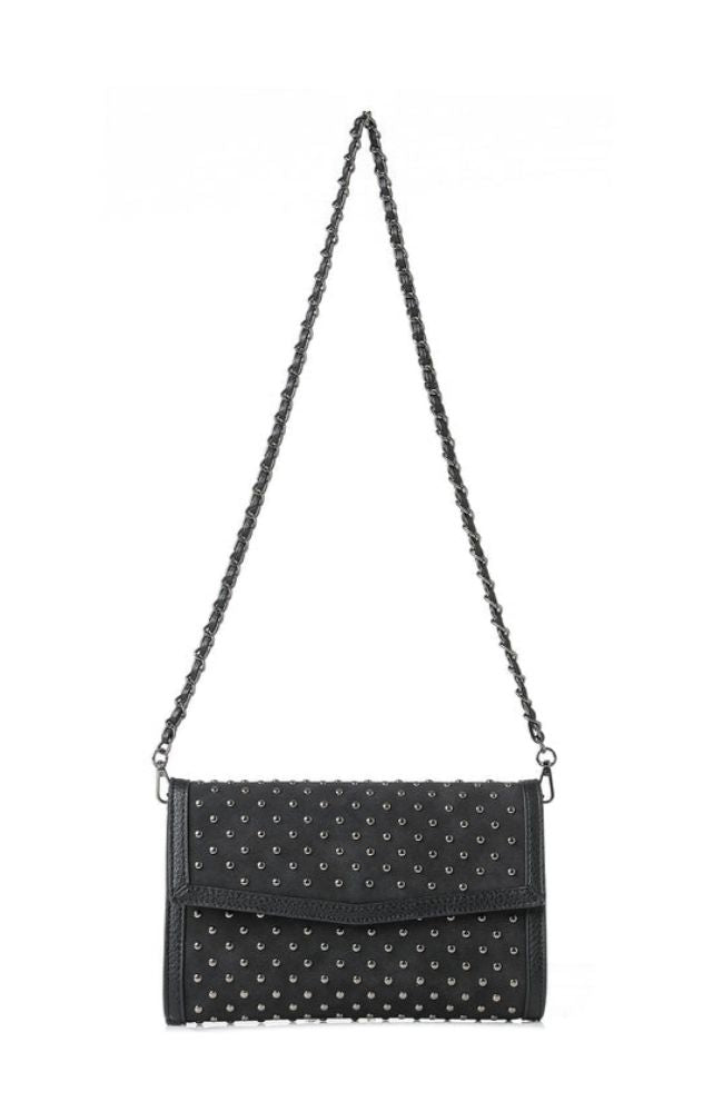 Beth Clutch Black Suede Studded