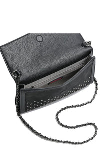 Beth Clutch Black Suede Studded