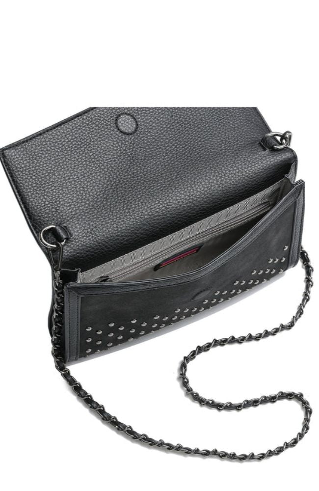 Beth Clutch Black Suede Studded