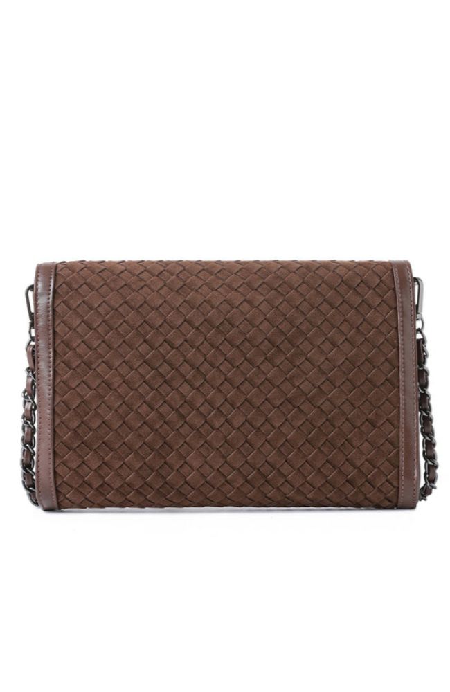 Beth Clutch in Chocolate Suede