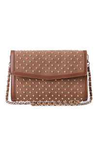 Beth Clutch Saddle Suede Studded
