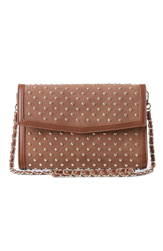 Beth Clutch Saddle Suede Studded