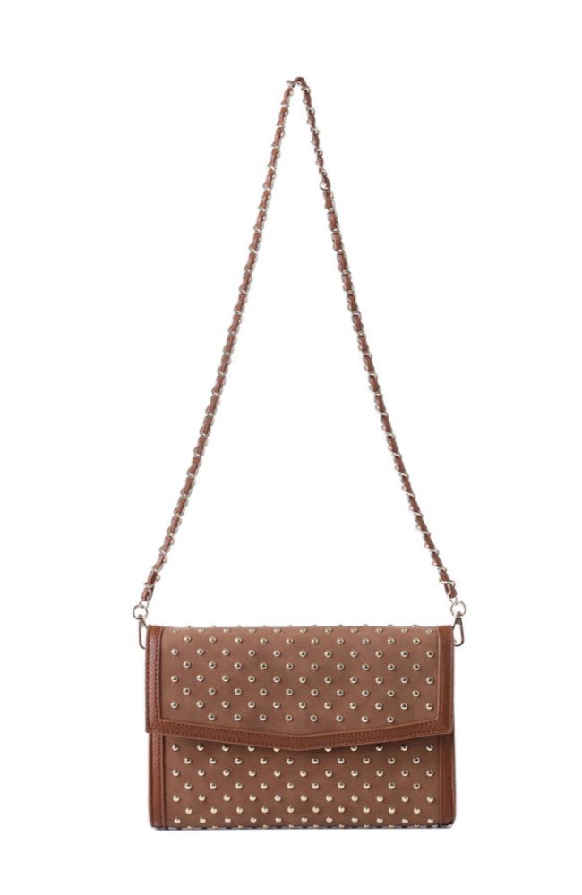 Beth Clutch Saddle Suede Studded