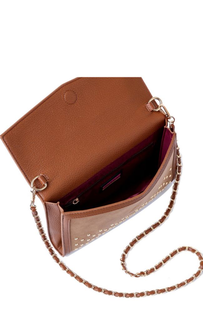 Beth Clutch Saddle Suede Studded