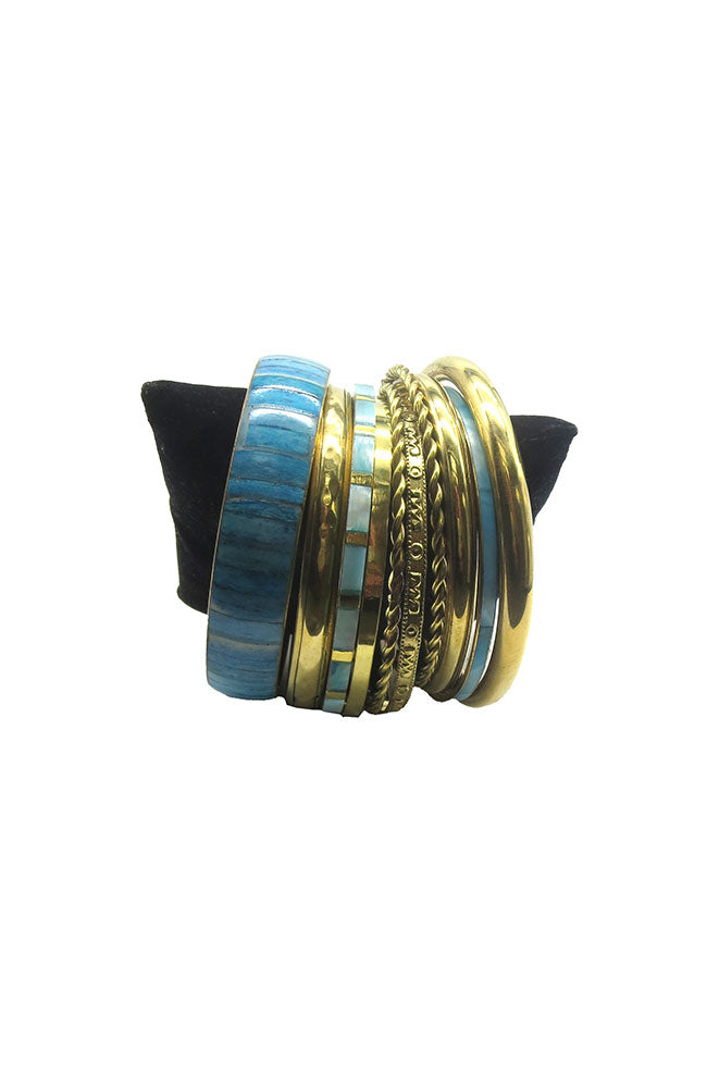 Set of 10 Bracelets Turquoise