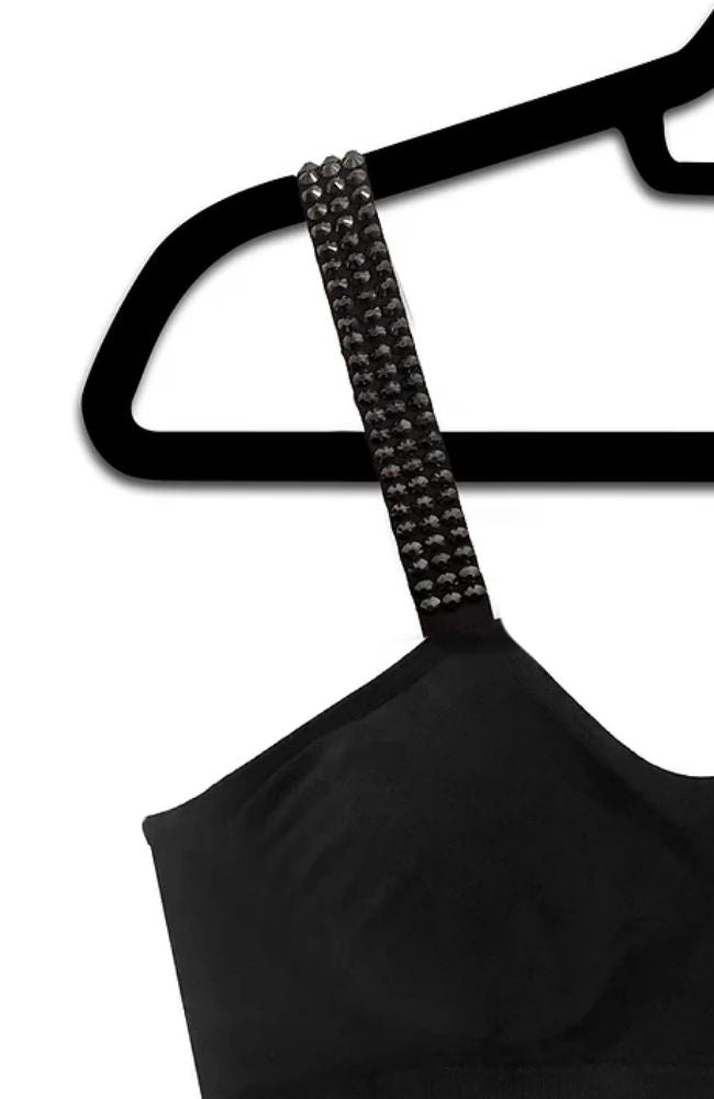 Black Bra Grande Onyx Crystals on Black Strapit