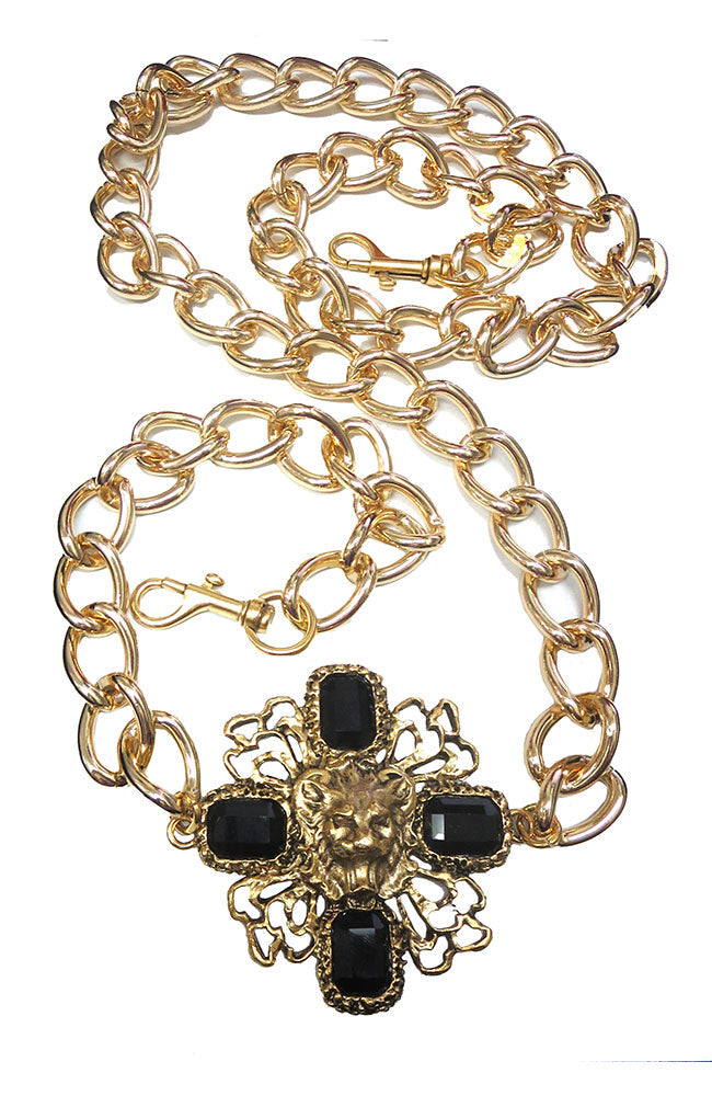 Lion Head Gold Coin Chain Belt