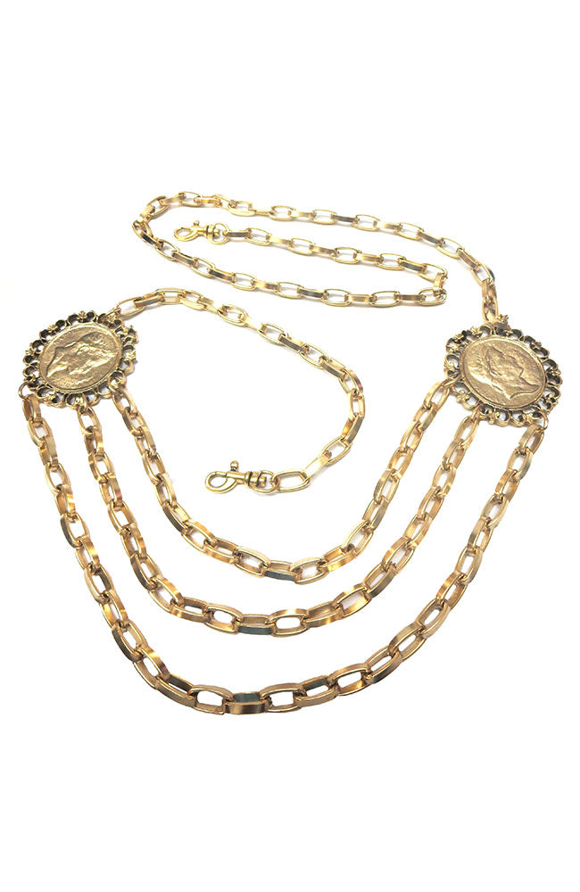 Gold 2 Pendant Chain Belt