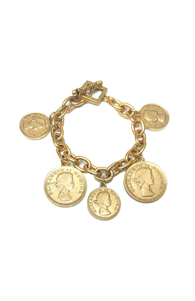 Five Coin Large LInk Bracelet