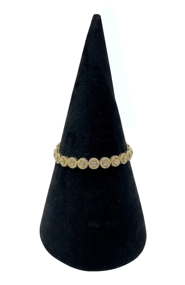 Gold CZ Disk Bracelet