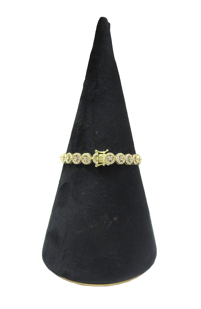Gold CZ Disc Bracelet