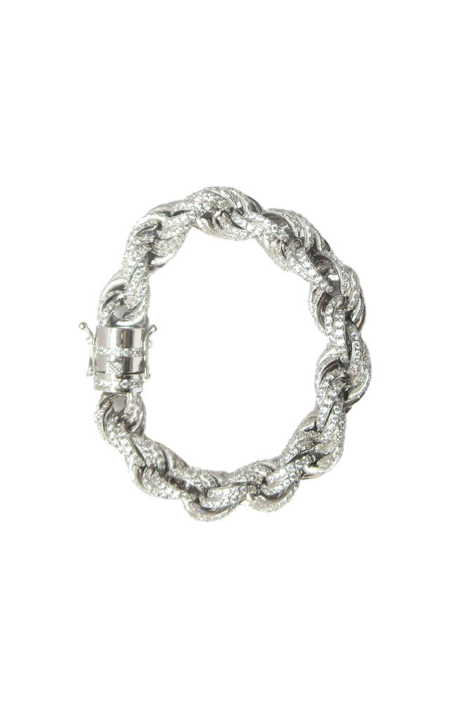 Rhodium Pave CZ Rope Chain Bracelet