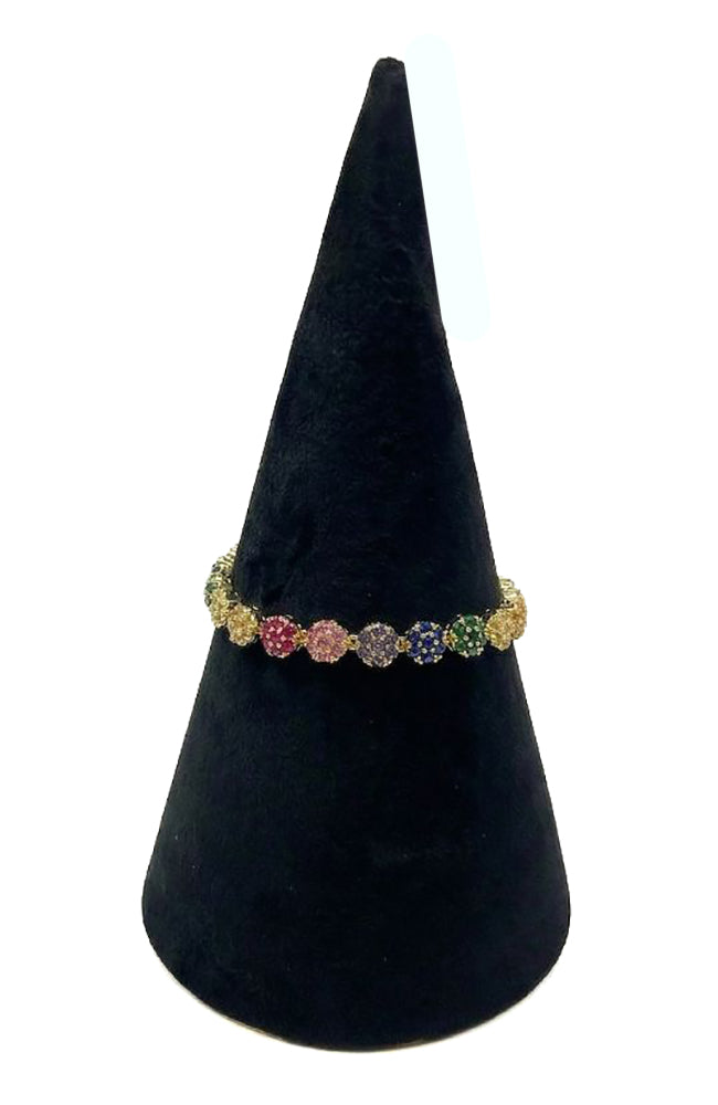 Gold Multi CZ Flower Bracelet