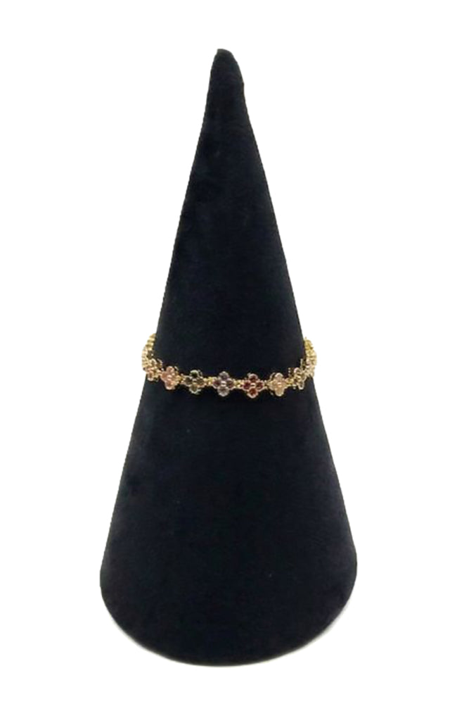 Gold CZ Multi Clover Bracelet