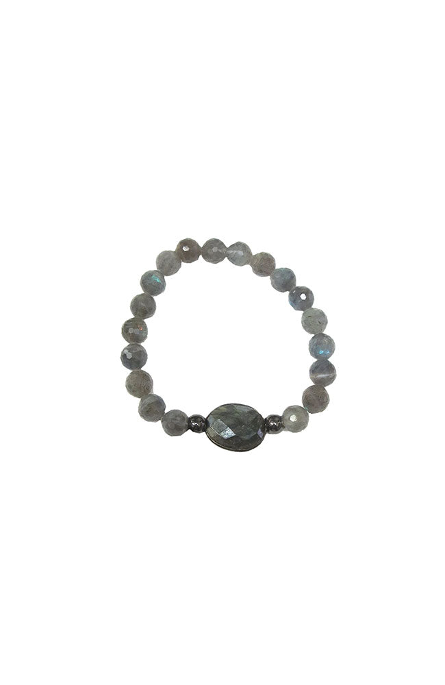 Gunmetal Lab Pendant Bracelet