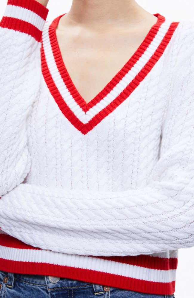 Marika Cable Vneck Pullover