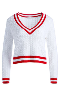 Marika Cable Vneck Pullover