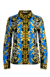Willa Placket Top in Regal Romance Sapphire