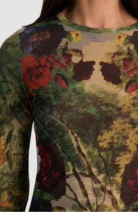 Delaina Printed Mesh Crop Top