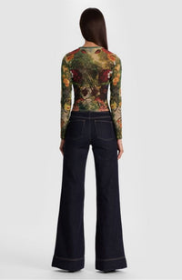 Delaina Printed Mesh Crop Top