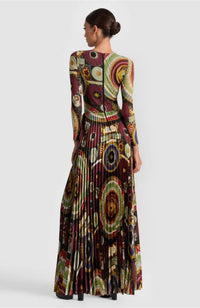 Ivey Sunburst Pleated Maxi Dress