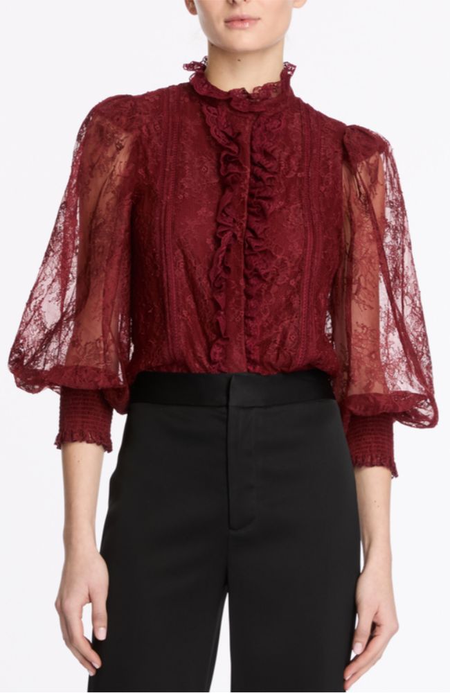 Eugenia Mock Neck Lace Blouse