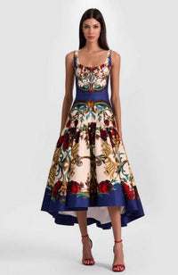 Diana Structured Midi Dress in Gilded Rose