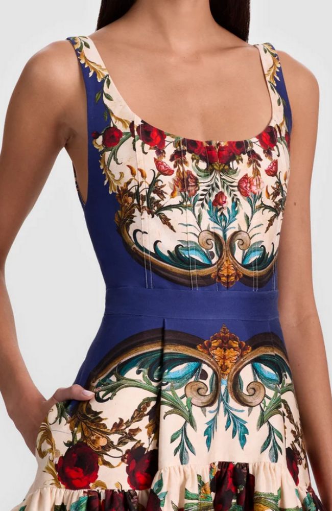 Diana Structured Midi Dress in Gilded Rose