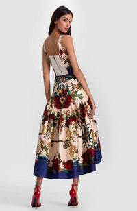 Diana Structured Midi Dress in Gilded Rose