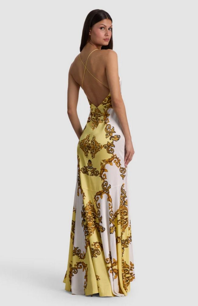 mermaid dress slip Alice + Olivia Milta Dress, Size 2 Ahabrexf Geometric Neck Linen FISHTAIL-HEM day wear Ideal for Height:5.6 ft