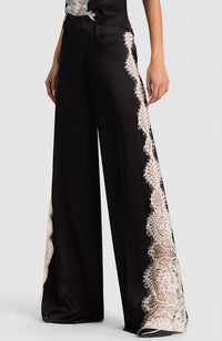 Olivia Wide Leg Pant with Cutaway Lace