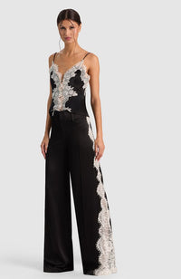 Olivia Wide Leg Pant with Cutaway Lace