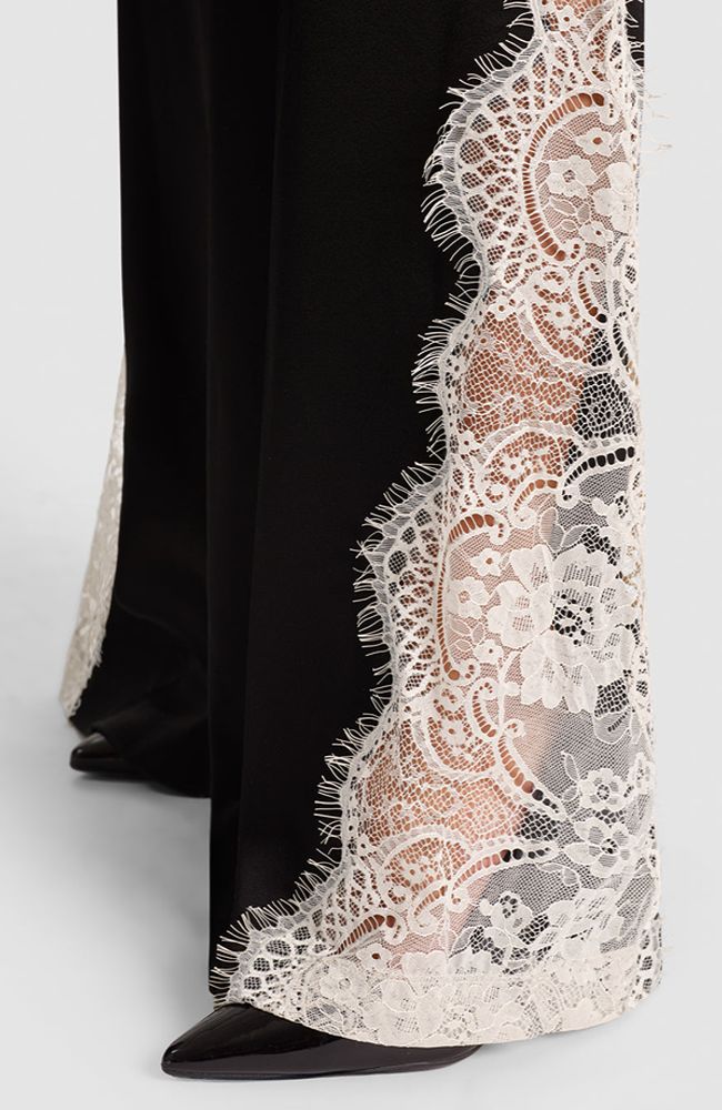 Olivia Wide Leg Pant with Cutaway Lace