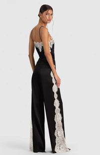 Olivia Wide Leg Pant with Cutaway Lace