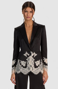 Breann Cutaway Lace Long Fitted Blazer