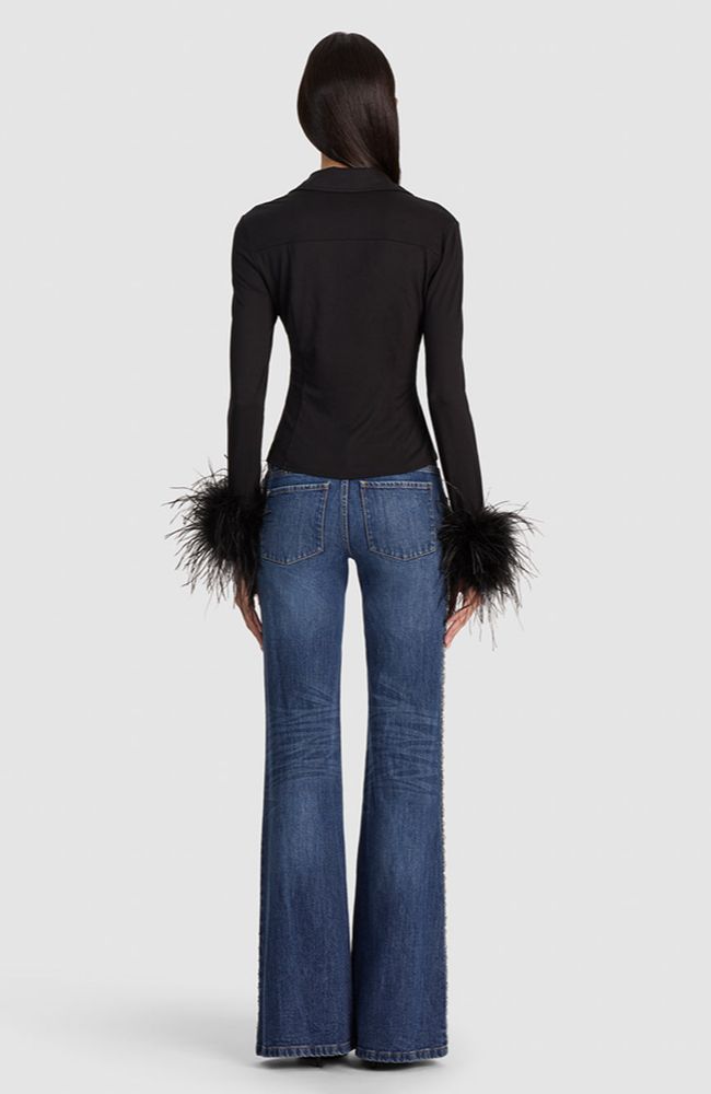Freya Button Down Top with Feather Cuff
