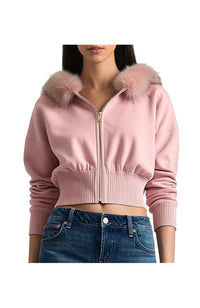 Nadya Faux Fur Trim Hooded Cardigan