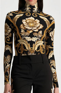 Delaina Longsleeve Turtleneck Top Noir Elegance