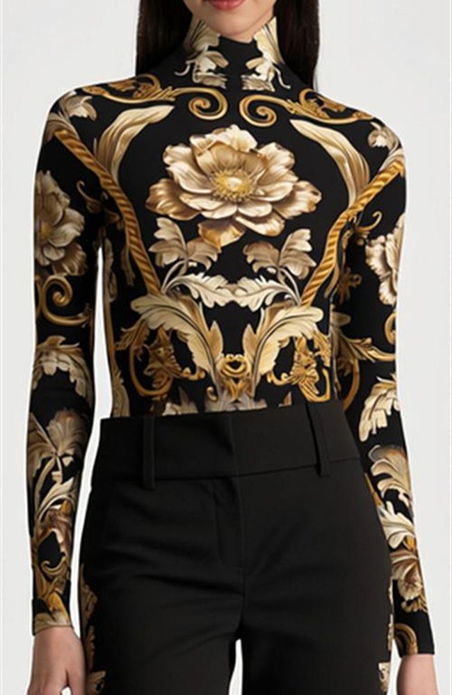 Delaina Longsleeve Turtleneck Top Noir Elegance