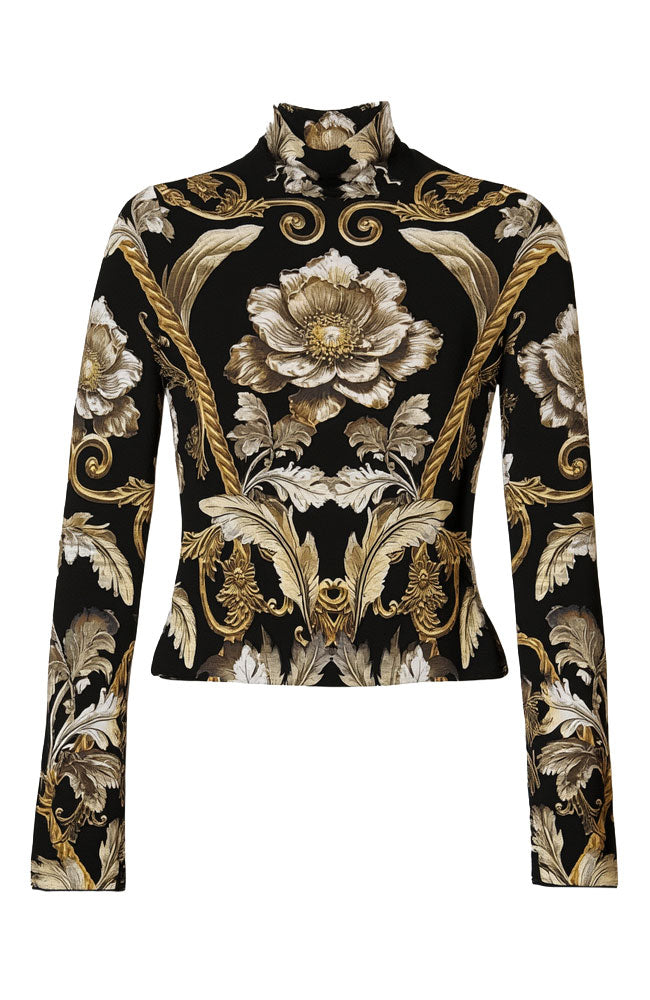 Delaina Longsleeve Turtleneck Top Noir Elegance