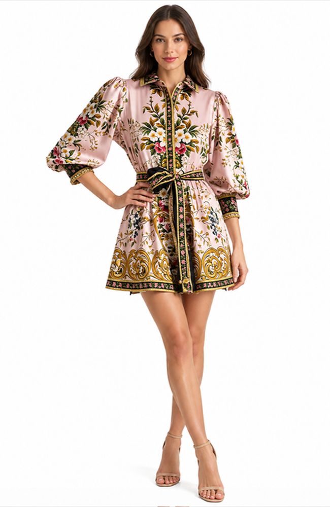Lucy Mini Shirt Dress with Tie Belt