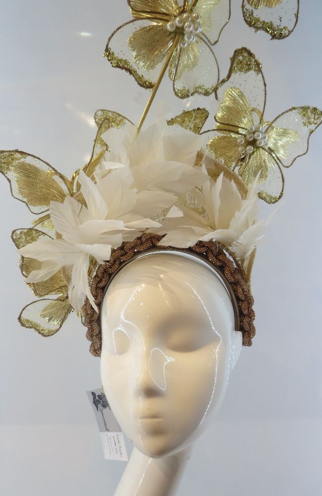CE25LULU Lulu Gold Butterfly Fascinator