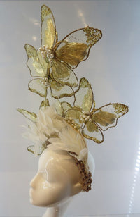 CE25LULU Lulu Gold Butterfly Fascinator