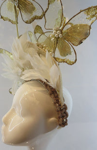 CE25LULU Lulu Gold Butterfly Fascinator