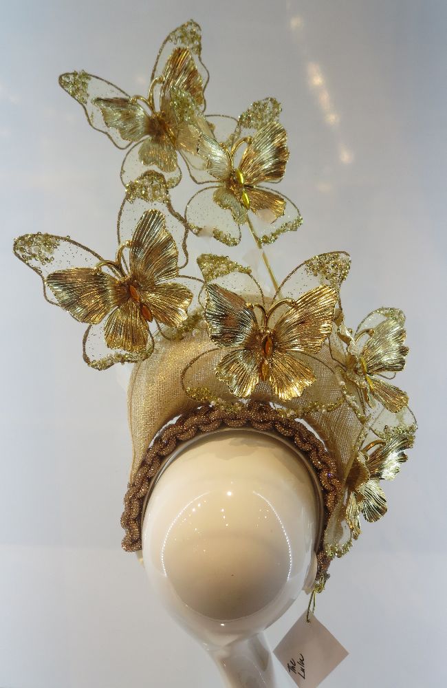 CE25LULU Lulu Gold Butterfly Fascinator
